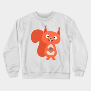 Happy cute red squirrel cartoon illustration Crewneck Sweatshirt